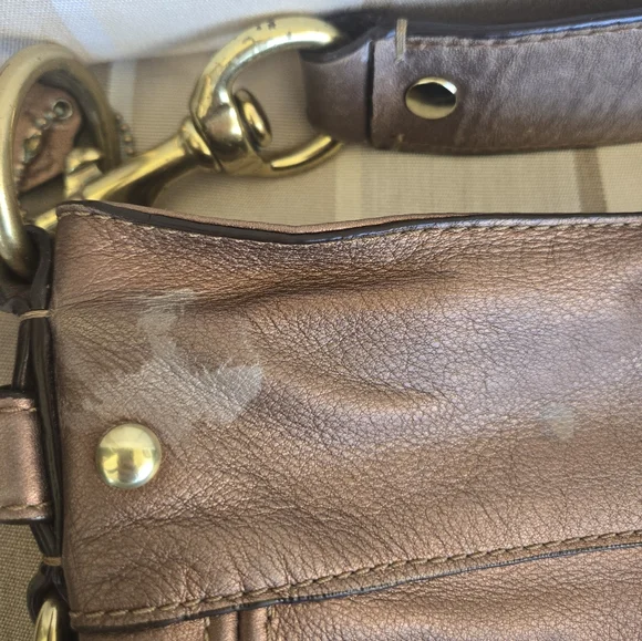 Coach Leather Carly Hobo Shoulder Bag – Brown Metallic - Picture 7 of 9